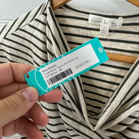 NEW Nine Britton Cowl Neck Twist Hem Knit Top Off White XS - Picture 3 of 6